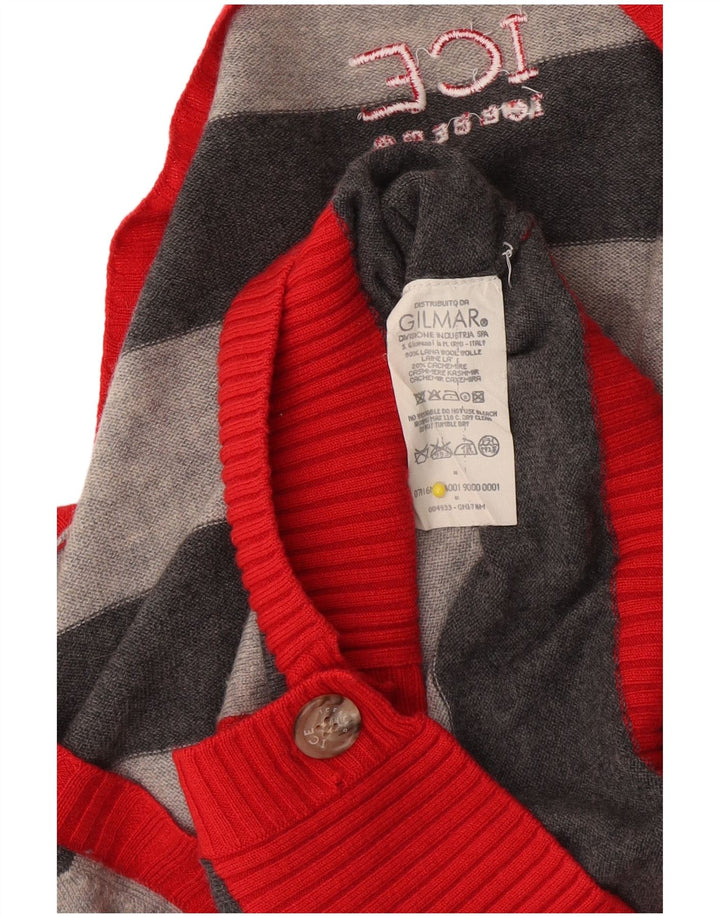 Iceberg Womens Longline Cardigan Sweater UK 10 Small Gråstribet Uld
