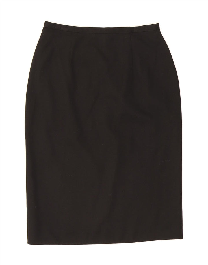 ST. BERNARD Womens Pencil Skirt UK 14 Medium W30  Black Polyester Vintage St. Bernard and Second-Hand St. Bernard from Messina Hembry 