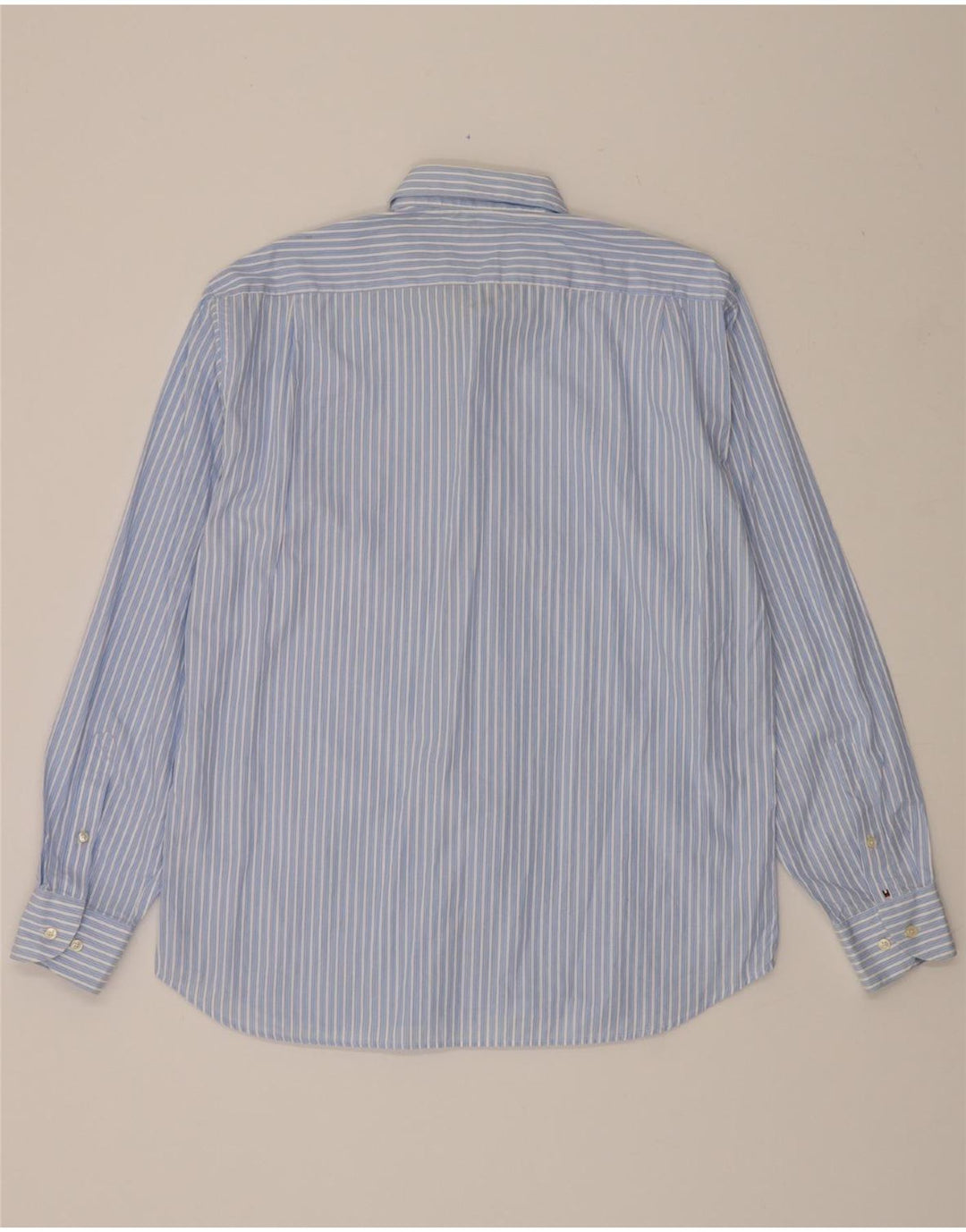 TOMMY HILFIGER Mens Tailored Shirt Size 41 Large Blue Striped Cotton Vintage Tommy Hilfiger and Second-Hand Tommy Hilfiger from Messina Hembry 