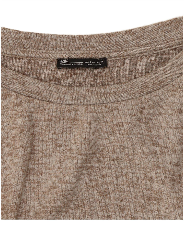 Zara Dame Oversized Top Langærmet UK 10 Små Grå Flecked