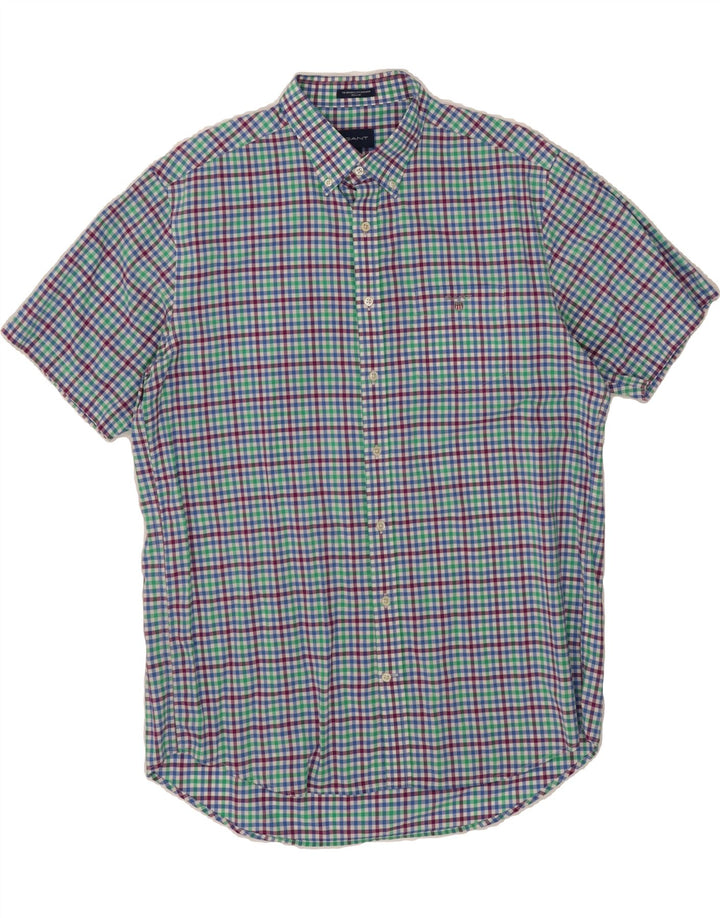 GANT Mens Short Sleeve Shirt Size 41/42 16 1/2 Large Multicoloured Gingham Vintage Gant and Second-Hand Gant from Messina Hembry 