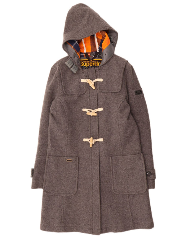 Superdry Dame Hooded Duffel Coat UK 12 Medium Grey Uld