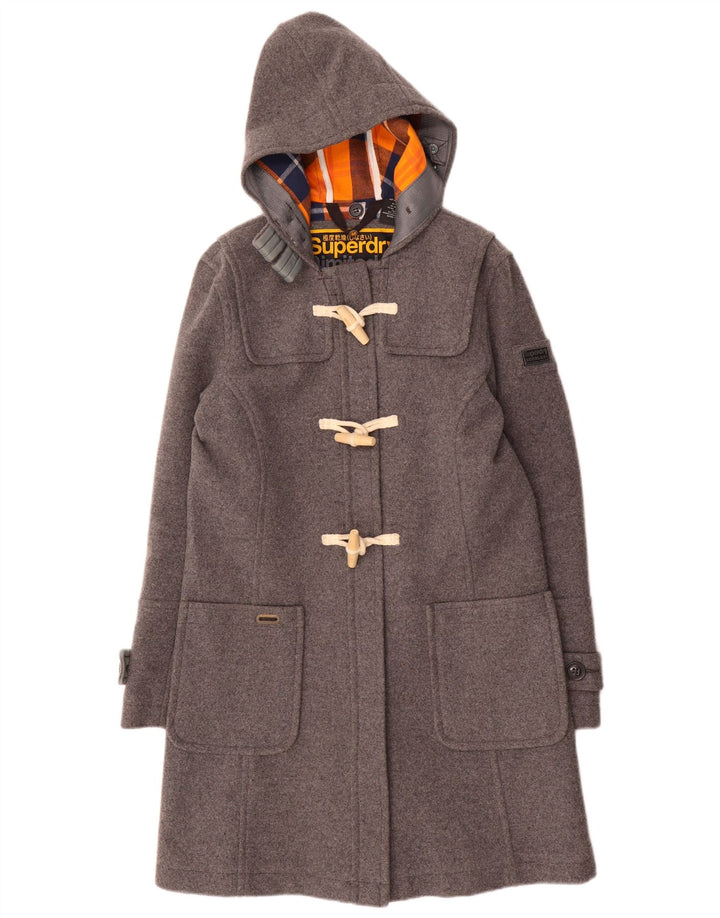 Superdry Dame Hooded Duffel Coat UK 12 Medium Grey Uld