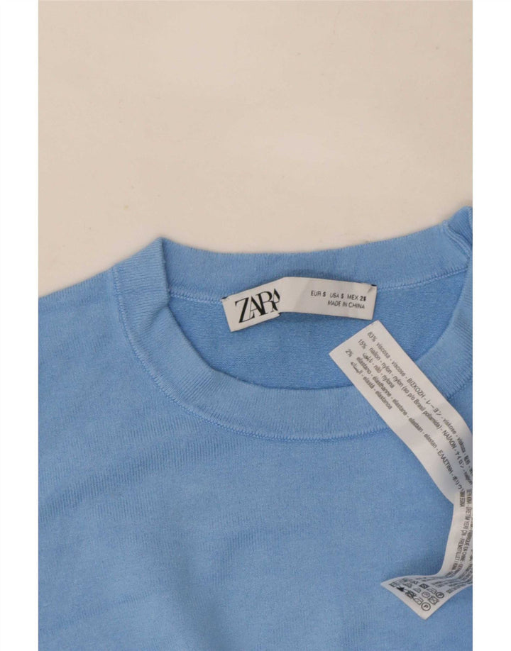 Zara Dame sweater med rund hals DK 10 Small Blue Viscose