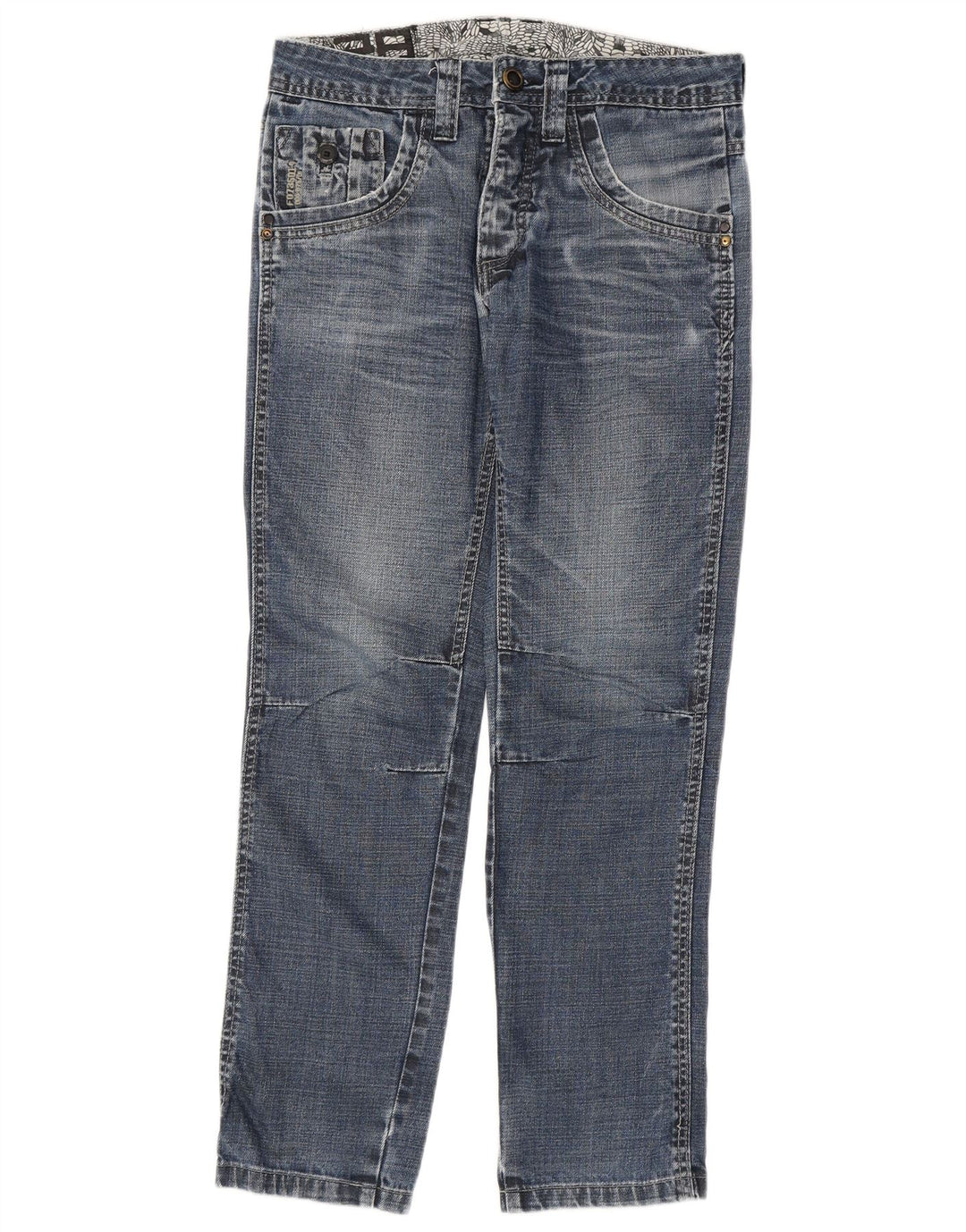 Springfield Herre Grafiske Straight Jeans W28 L30 Blå Bomuld