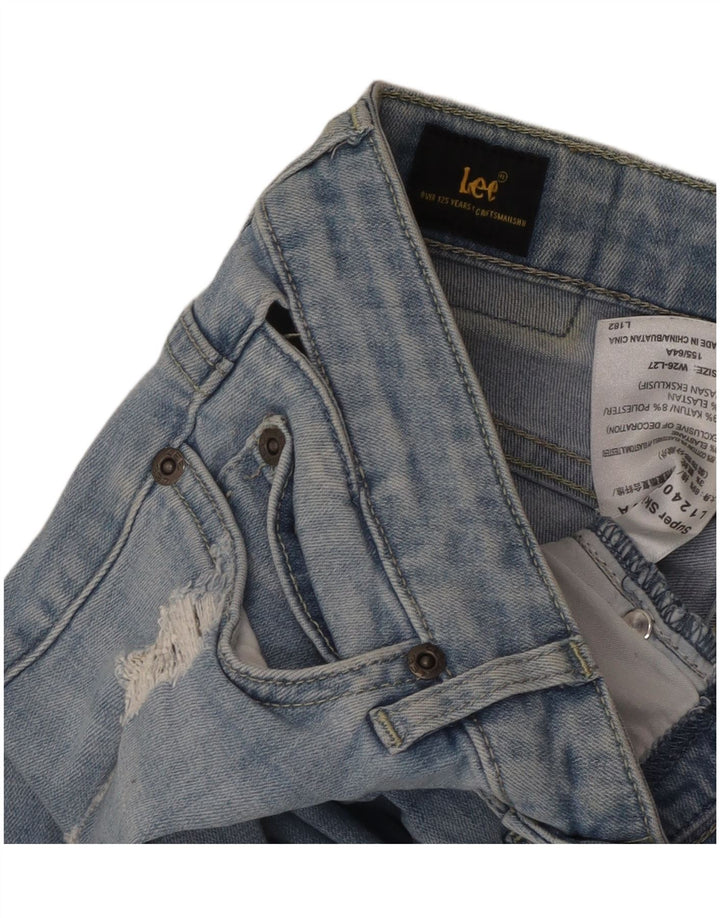 LEE Kvinder Distressed Super Skinny Jeans W26 L27 Blå Bomuld