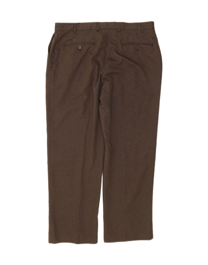 IZOD Mens Straight Suit Trousers W36 L29 Brown Polyester Vintage Izod and Second-Hand Izod from Messina Hembry 
