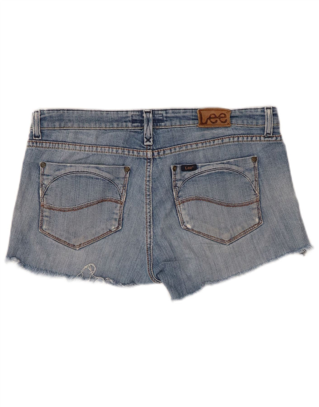 LEE Womens Bell Distressed Denim Shorts W30 Medium Blue Bomuld