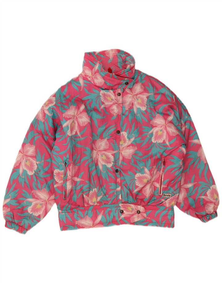 Peralp Dame vindtæt Oversized Skijakke IT 38 XS Pink Floral Polyester