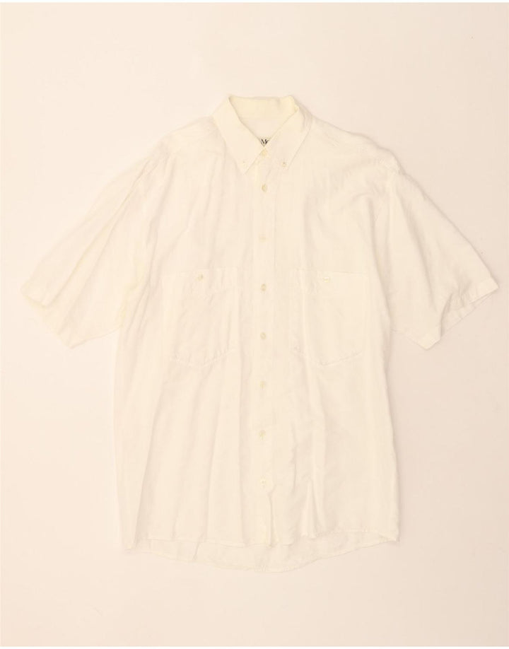 CASA MODA Mens Short Sleeve Shirt Medium White Vintage Casa Moda and Second-Hand Casa Moda from Messina Hembry 