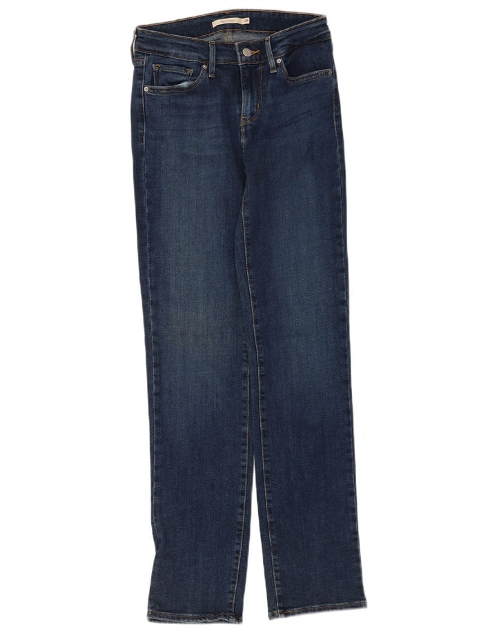 Levi's Dame 714 Straight Jeans W28 L32 Marineblå Bomuld