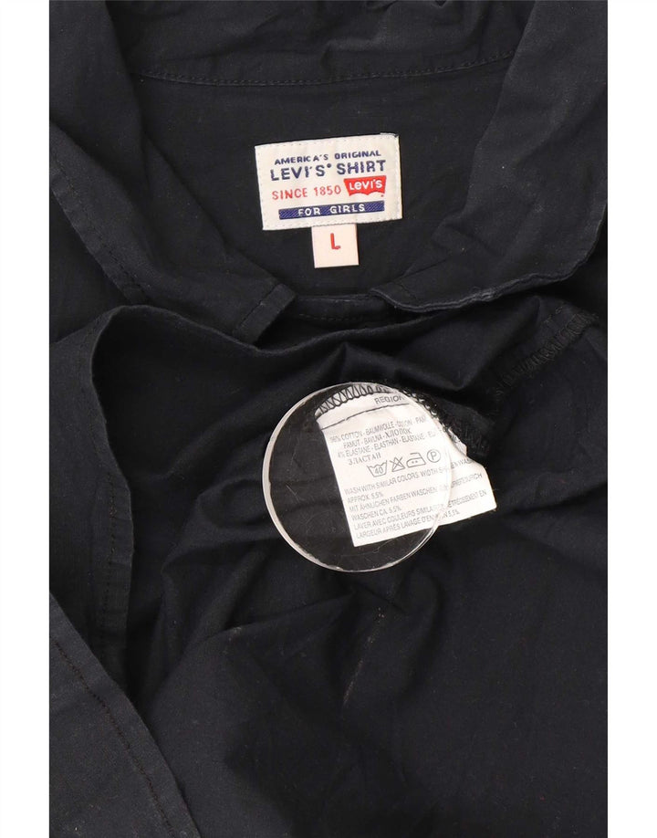 Levi's skjorte med 3/4 ærmer til kvinder UK 14 Stor sort bomuld