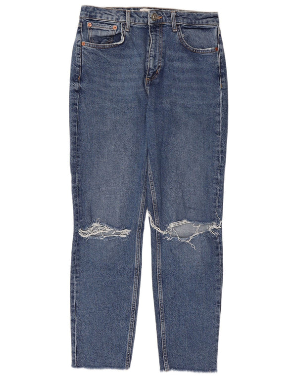ZARA Dame Distressed Slim Jeans EU 40 Medium W30 L26 Blå