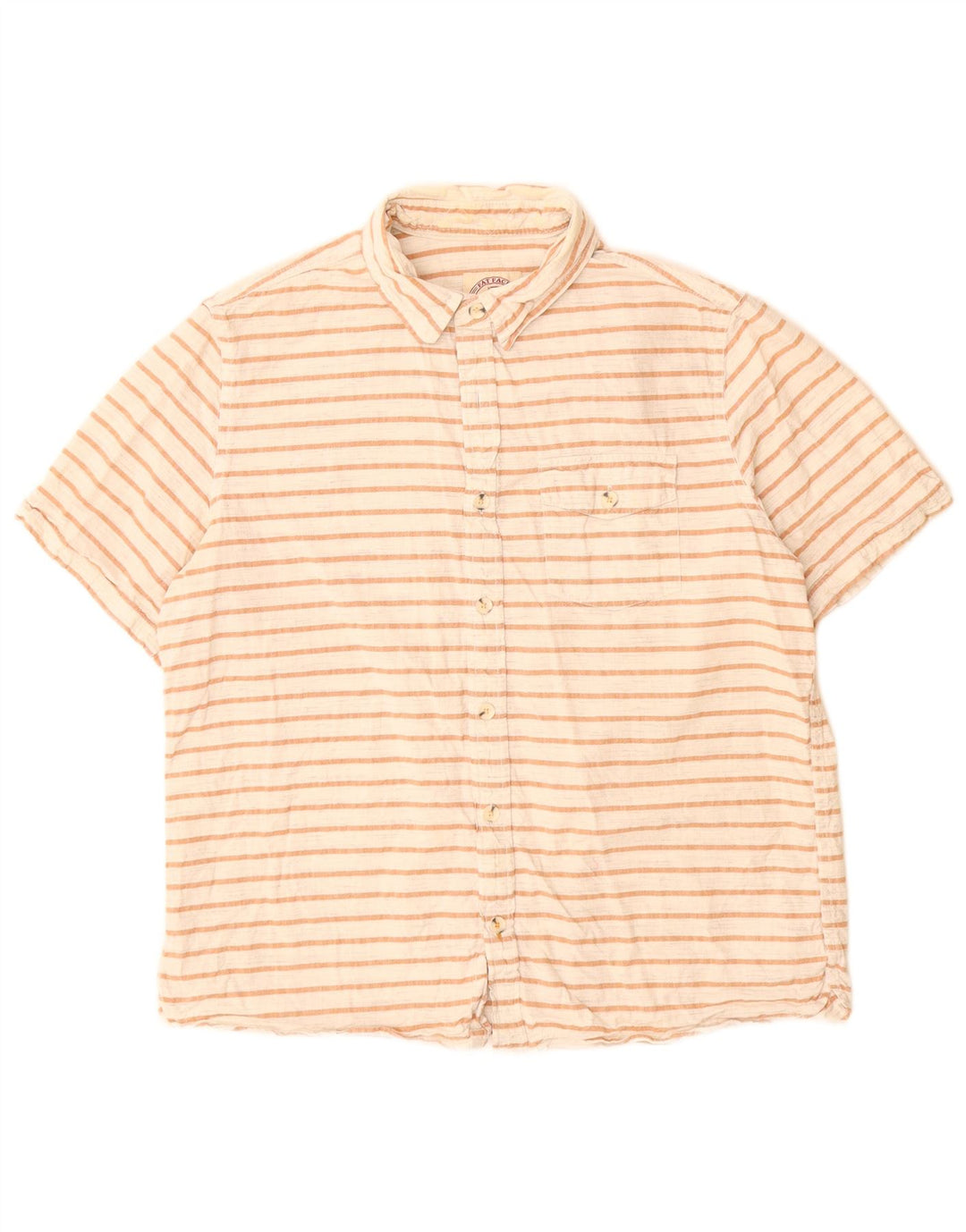 Fat Face Kortærmet Herreskjorte Stor hvidstribet bomuld