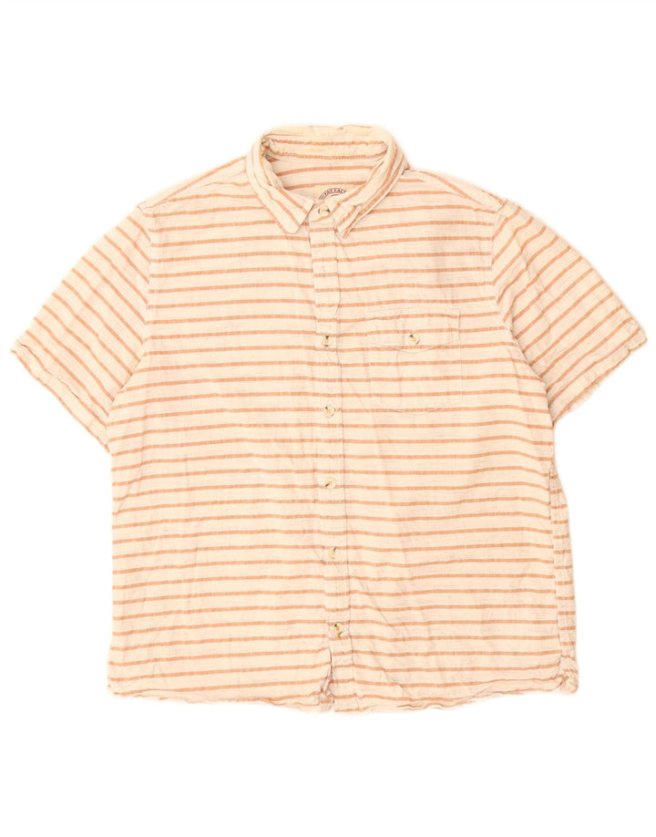 Fat Face Kortærmet Herreskjorte Stor hvidstribet bomuld