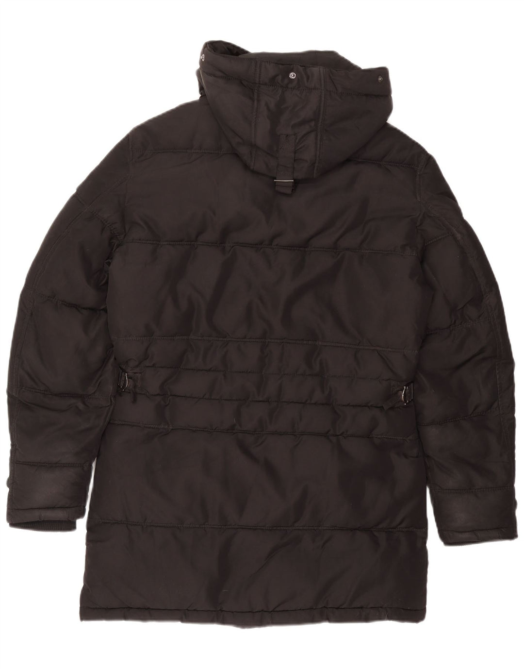 Zara Herre hættepolstret frakke UK 36 Lille sort polyester