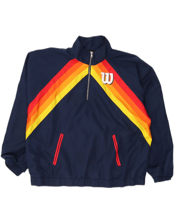 WILSON Dame Oversized Grafisk Windbreaker Jacket UK 22 2XL Navy Blue