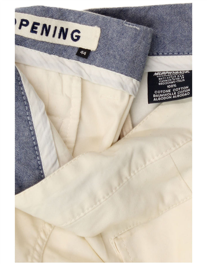Murphy & Nye Herre Chino Shorts W44 2XL Hvid Bomuld