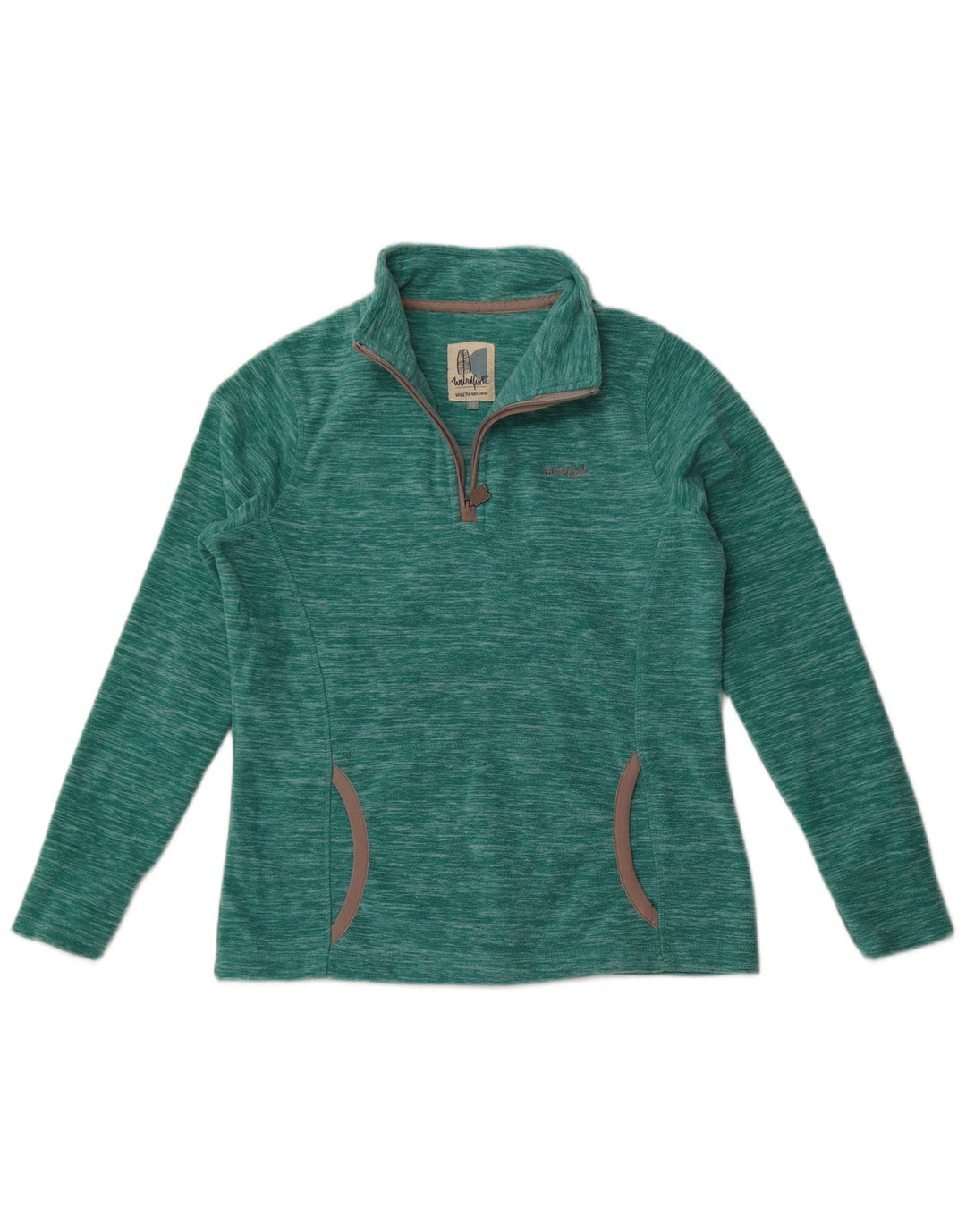 Weird Fish Dame Oversized Fleece Jumper UK 10 Small Green Polyester