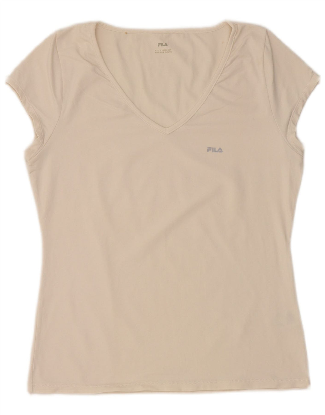 FILA Dame T-Shirt Top UK 16 Large Off White Nylon