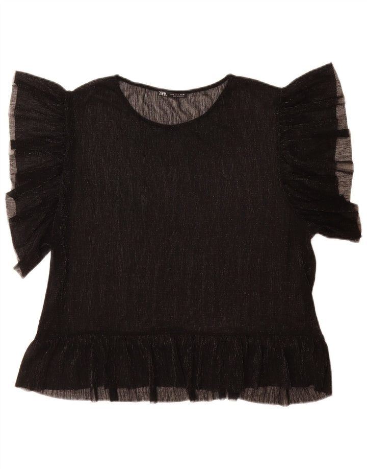 Zara Damebluse Top UK 16 Large Black Flecked