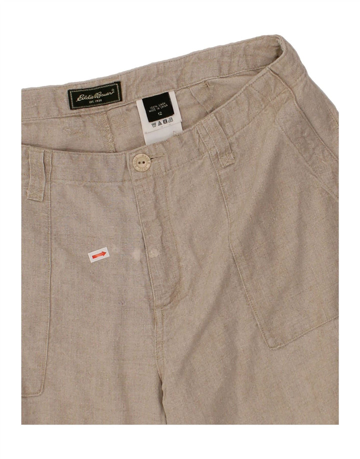 EDDIE BAUER Womens Cargo Trousers US 12 Large W32 L24 Beige Linen Vintage Eddie Bauer and Second-Hand Eddie Bauer from Messina Hembry 
