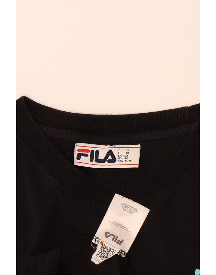 FILA Mens Graphic T-Shirt Top Medium Black Cotton Vintage Fila and Second-Hand Fila from Messina Hembry 
