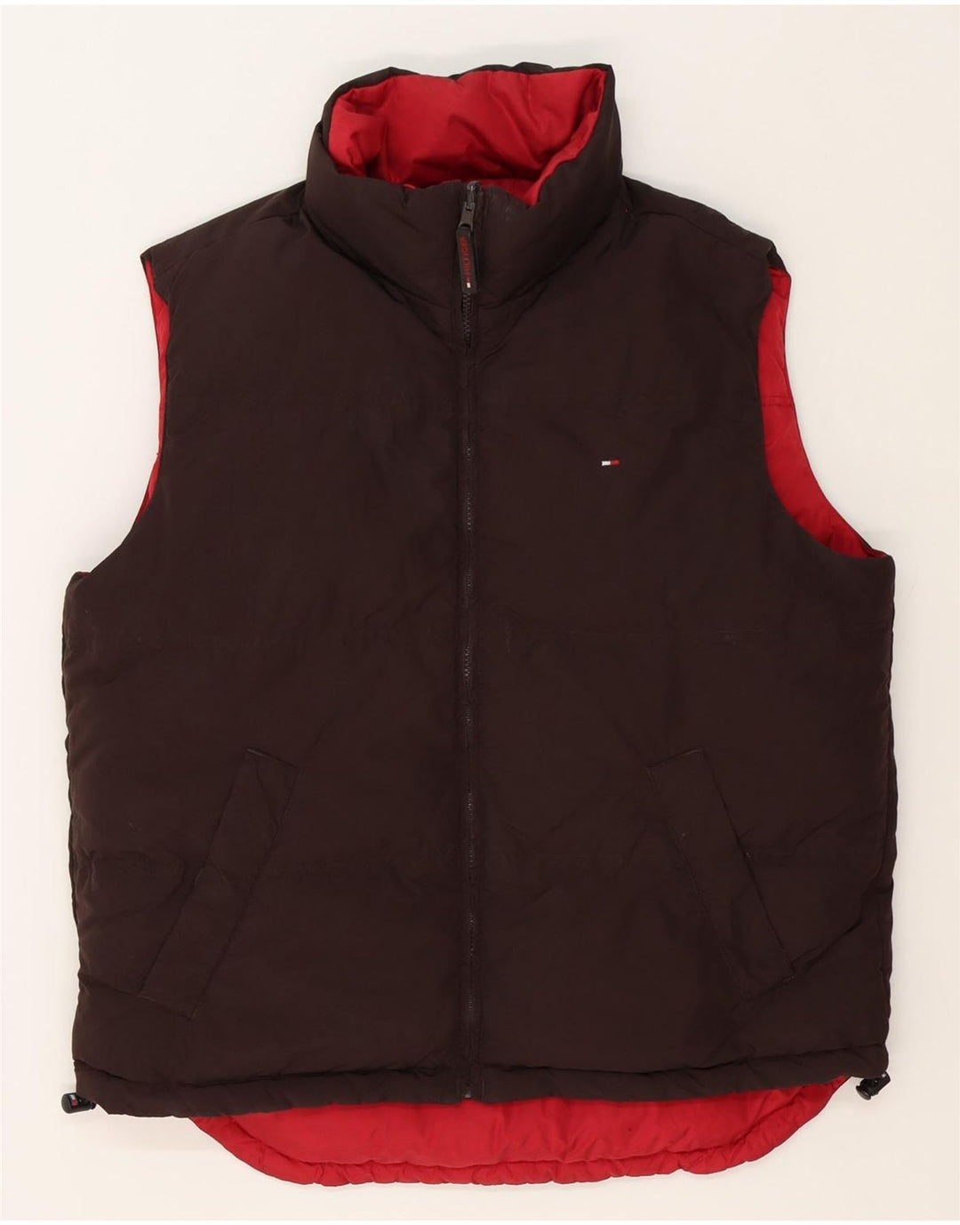 Tommy Hilfiger Herre Vendbar Polstret Gilet UK 38 Medium Rød Polyester