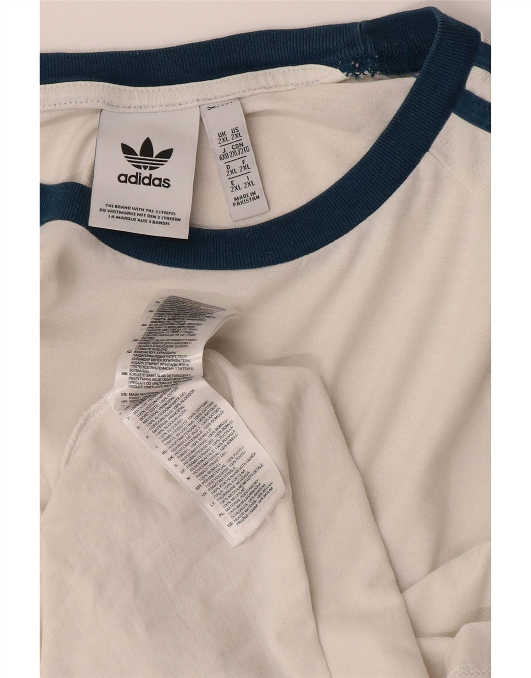 Adidas Herre T-Shirt Top 2XL Hvid Bomuld
