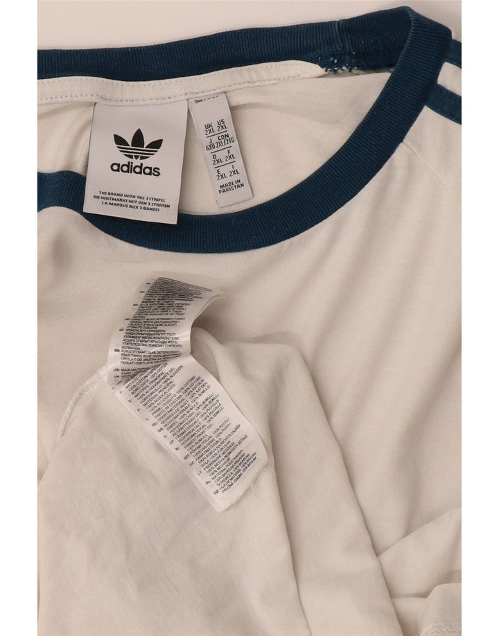 Adidas Herre T-Shirt Top 2XL Hvid Bomuld