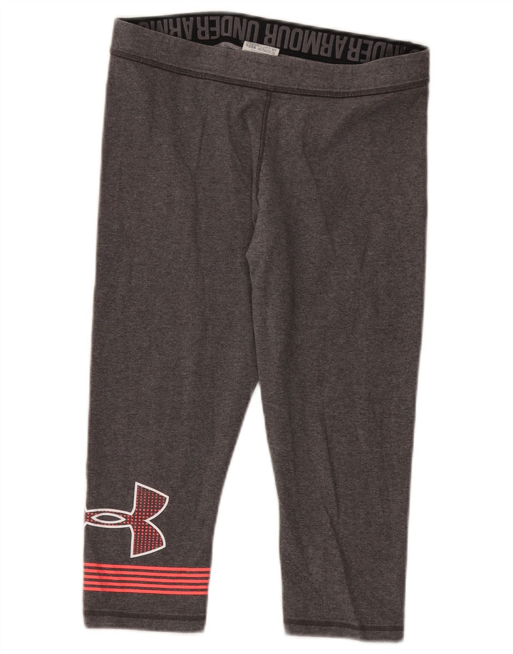 Under Armour Kvinders Grafiske Capri Leggings UK 14 Medium Grey Bomuld