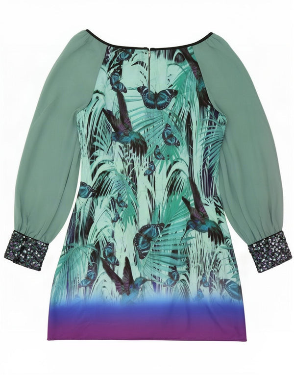 Monsoon Kvinders Mini Skede Kjole UK 14 Large Green Polyester Festival