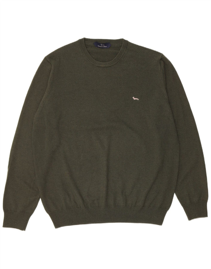 Harmont & Blaine Herre sweater med rund hals XL grøn uld