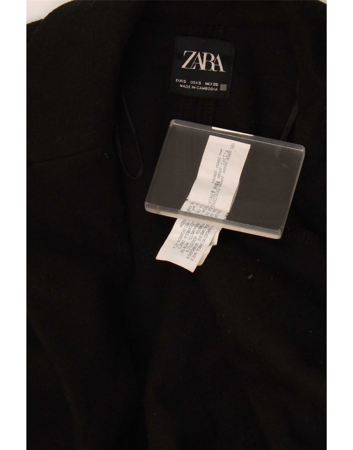 Zara Dame Overfrakke UK 10 Lille Sort Polyester