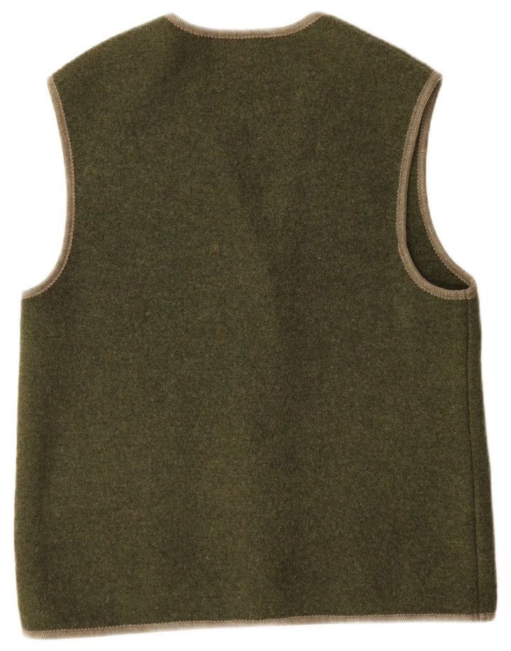 Vintage Dame Gilet UK 14 Medium Khaki Wool