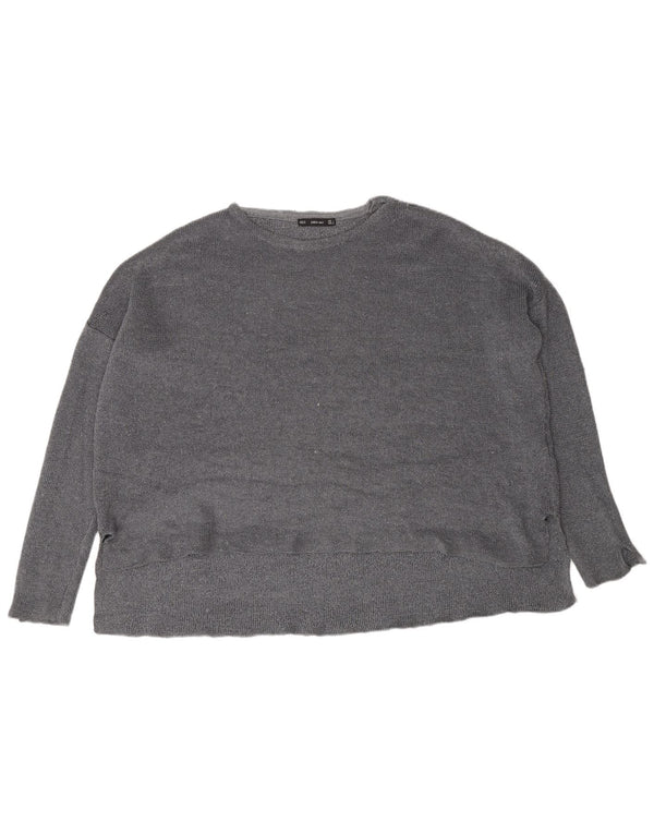 Zara Dame Oversized Crew Neck Jumper Sweater UK 10 Small Grey