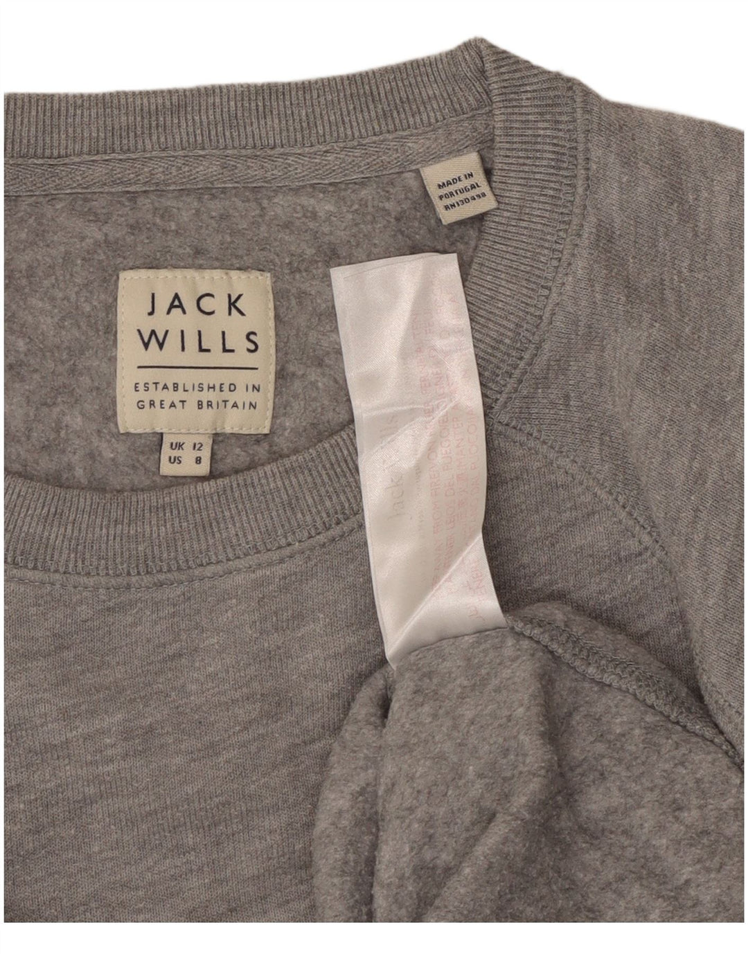 Jack Wills Dame Sweatshirt Jumper UK 12 Medium Grey Bomuld