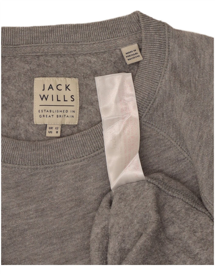 Jack Wills Dame Sweatshirt Jumper UK 12 Medium Grey Bomuld