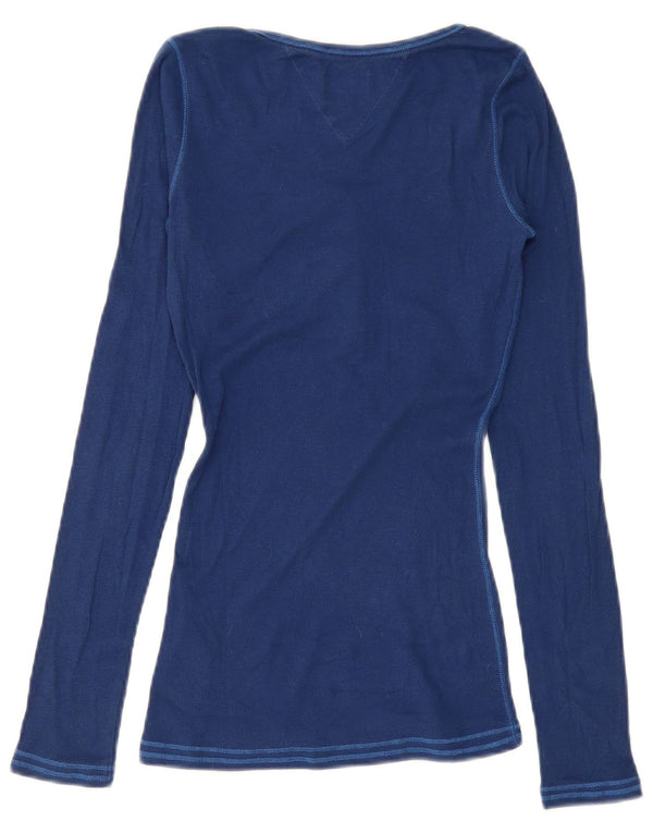 Tommy Hilfiger Dame Top Langærmet UK 12 Medium Navy Blue