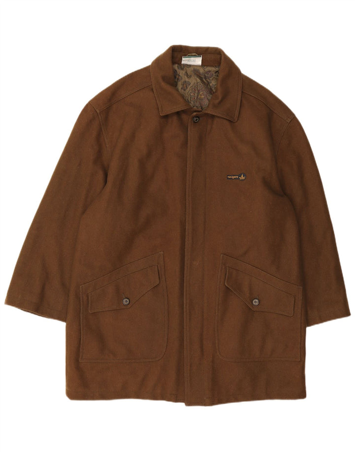 Navigare Herre Overfrakke UK 44 2XL Brun Uld