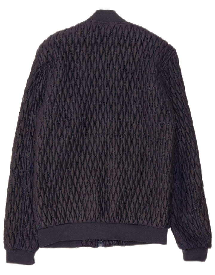 Zara Herre Bomber Quilted Jacket UK 38 Medium Navy Blue Polyester