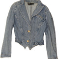 ROCCOBAROCCO Womens Crop Denim Blazer Jacket UK 12 Medium Blue Cotton Vintage Roccobarocco and Second-Hand Roccobarocco from Messina Hembry 