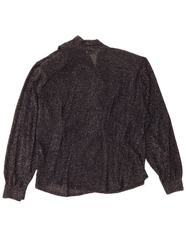 Giulia Galanti Dame Langærmet Bluse Top UK 14 Medium Sort Flecked