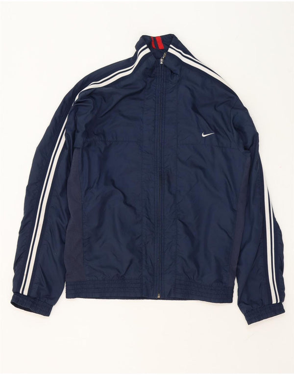Nike Herre Træningsjakke Top Jakke UK 38/40 Medium Mørkeblå Colourblock Nylon