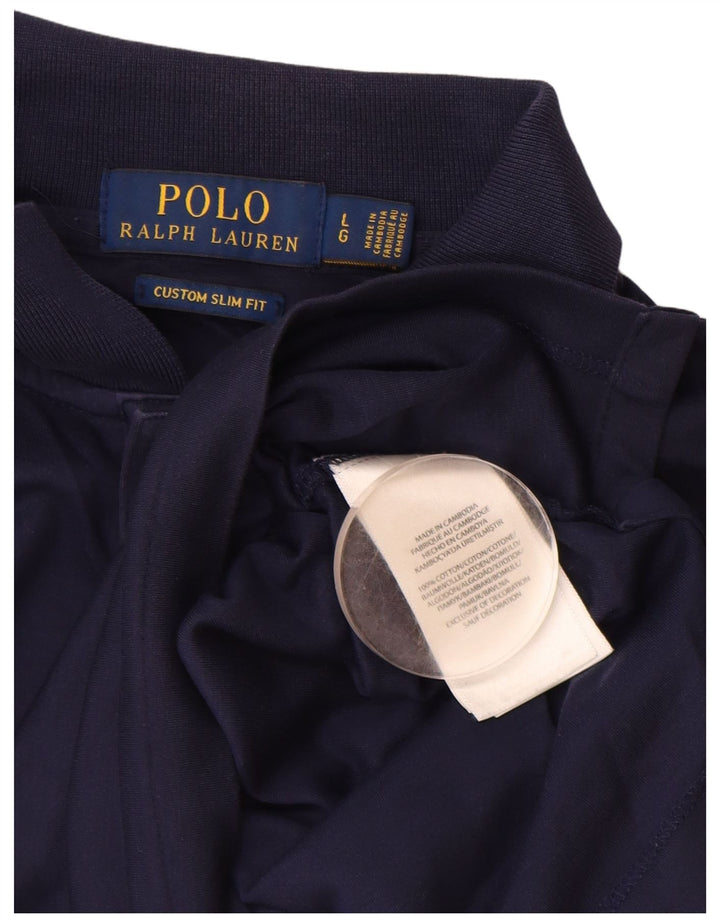 POLO RALPH LAUREN Herre Custom Slim Fit Polo Shirt Stor marineblå bomuld