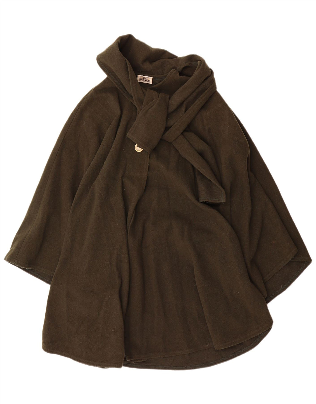 Alba Fornari Dame Poncho Coat One Size Khaki Wool