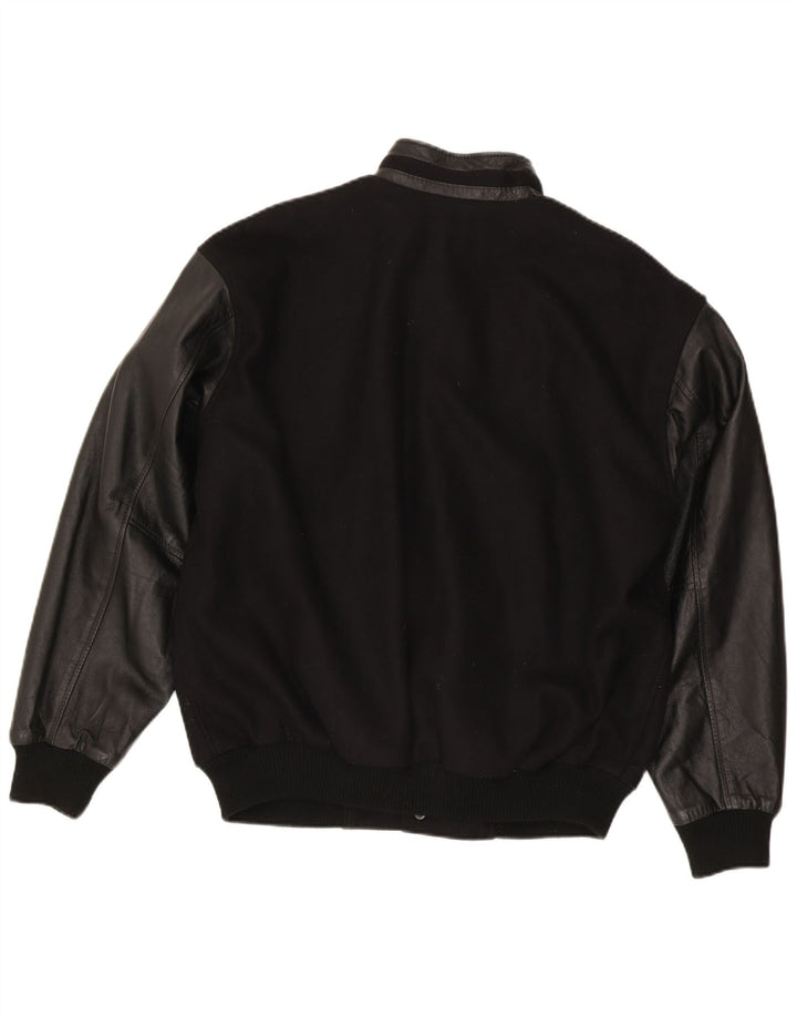 North End Herre Varsity Jacket UK 40 Large Black Wool