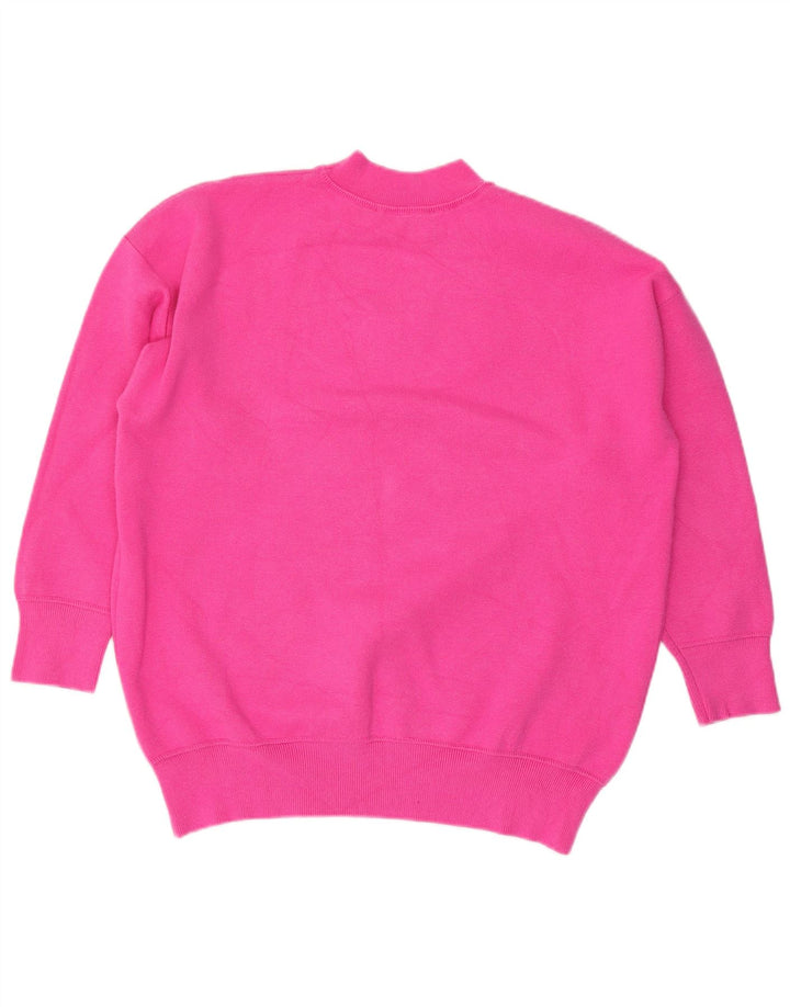 Zara Dame Oversized Crew Neck Jumper Sweater UK 14 Medium Pink Viscose