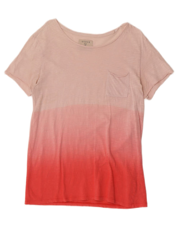 Guess Herre T-Shirt Top UK 36 XS Pink Colourblock Bomuld
