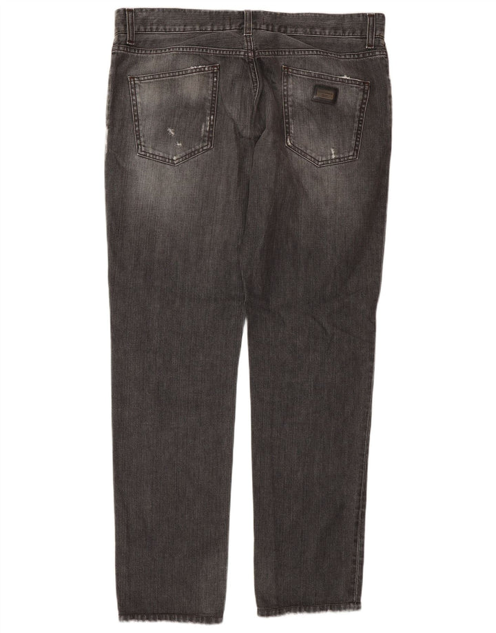 Dolce & Gabbana Dame Distressed Straight Jeans IT 50 XL W36 L32 Grå